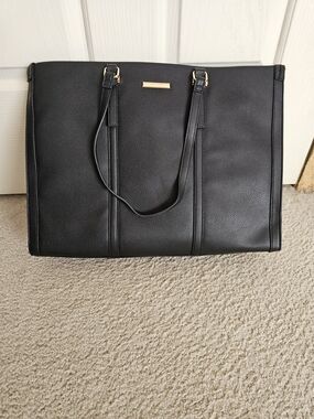 NWOT Anne Klein Classic Black Tote with Gold Designer Plate